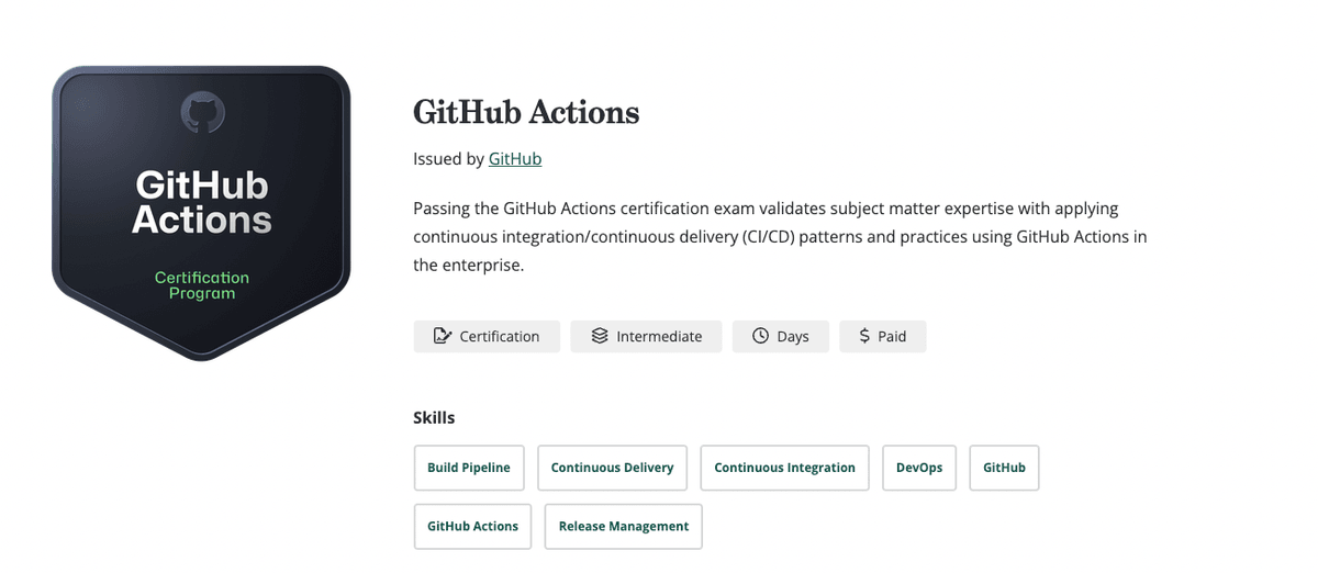 github certifications actions
